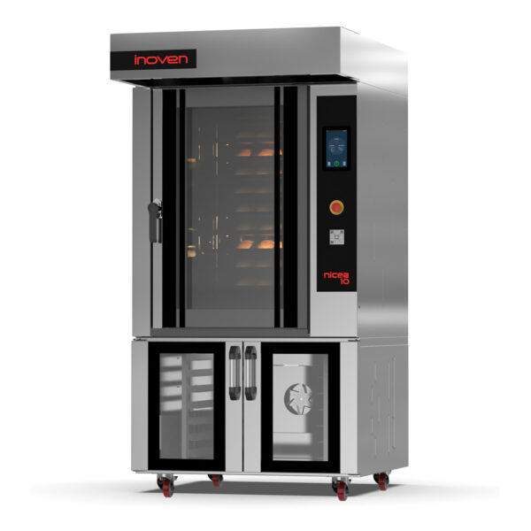 Cuptor rotativ pe gaz pentru panificatie, Nicea 10 tavi 600x400mm, cu dospitor