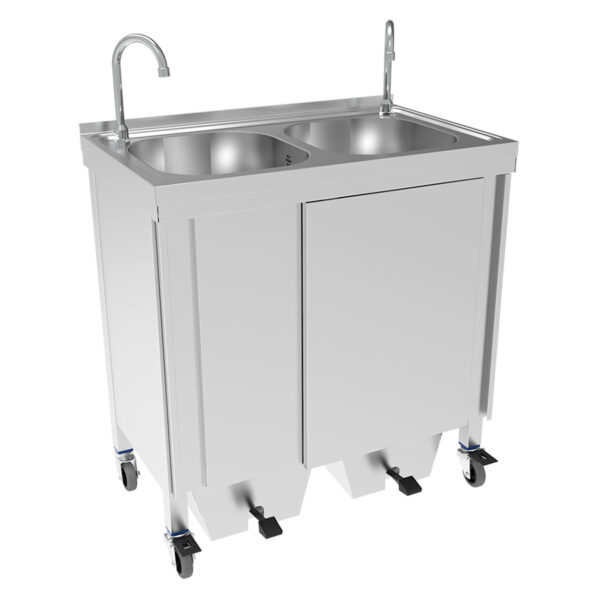 Chiuveta mobila cu 2 cuve si actionare la picior