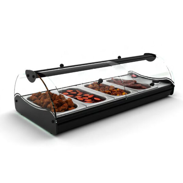 Vitrina calda orizontala autoservire tip Bain-Marie cu iluminare LED, 4 cuve GN1/3