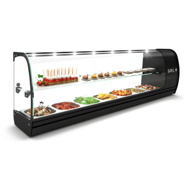 Vitrina neutra SLIM tapas, 7 cuve GN1/6