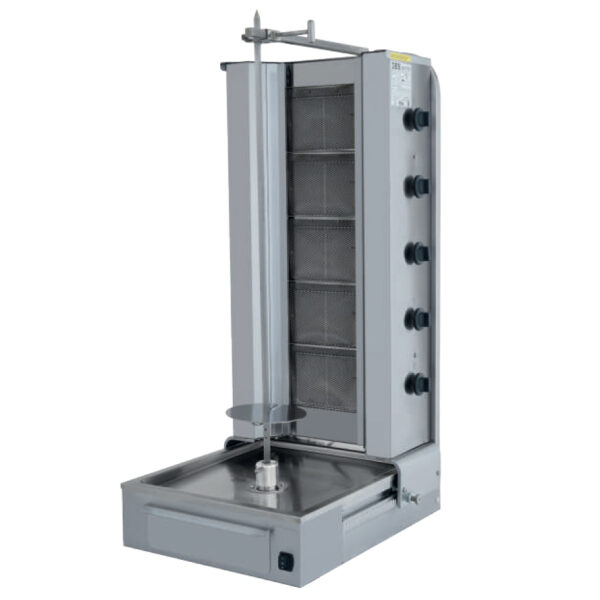 Aparat de kebab/shaorma pe gaz cu 5 arzatoare si motor jos