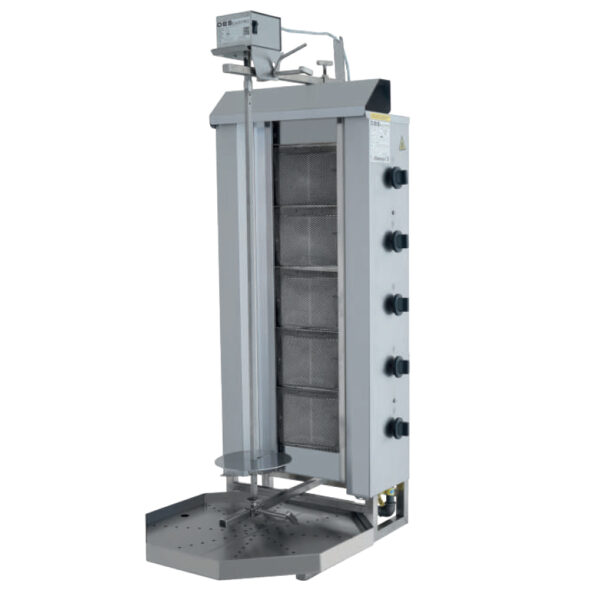 Aparat de kebab/shaorma pe gaz cu 5 arzatoare si motor sus