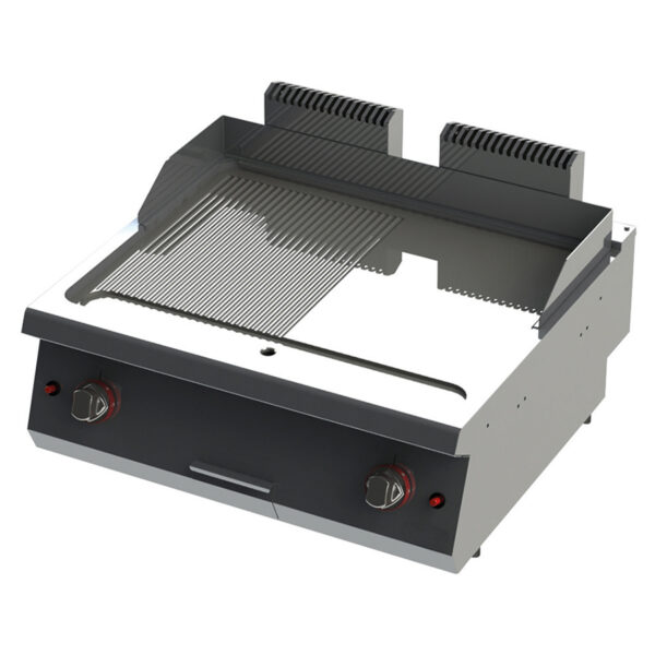 Fry top pe gaz cu suprafata striata, 800x730x280mm