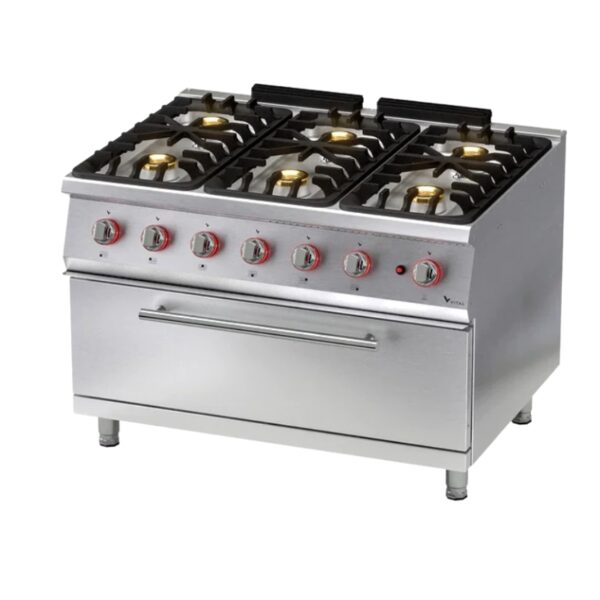 Masina de gatit pe gaz cu 6 arzatoare si cuptor, 79,4 kW, VITAL